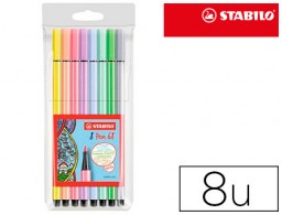 8 rotuladores acuarelables Stabilo Pen 68 tinta colores surtidos pastel